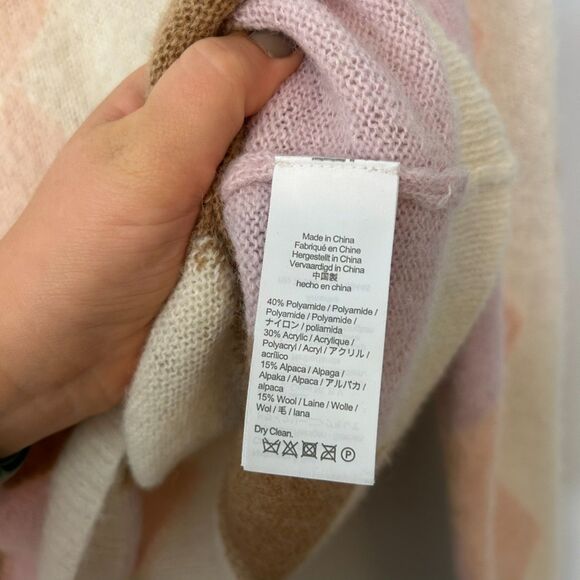 J.crew Womens Pullover Diamond-checked Cropped Crewneck Sweater Size Medium - Picture 11 of 16